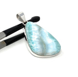 Larimar Pendant, Gemstone Pendant, Bohemian Jewelry, Sterling Silver Pendant, Natural Gemstone Pendant, 54mm X 26.75mm