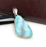 Larimar Pendant, Gemstone Pendant, Bohemian Jewelry, Sterling Silver Pendant, Natural Gemstone Pendant, 54mm X 26.75mm