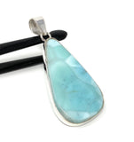 Larimar Pendant, Gemstone Pendant, Bohemian Jewelry, Sterling Silver Pendant, Natural Gemstone Pendant, 61mm X 27mm