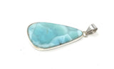 Larimar Pendant, Gemstone Pendant, Bohemian Jewelry, Sterling Silver Pendant, Natural Gemstone Pendant, 61mm X 27mm