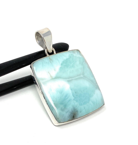 Larimar Pendant, Gemstone Pendant, Bohemian Jewelry, Sterling Silver Pendant, Natural Gemstone Pendant, 47mm x 30.5mm