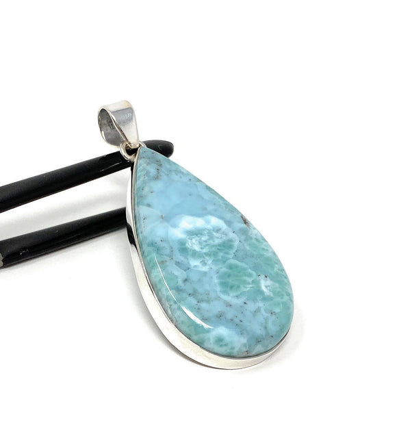 Larimar Pendant, Gemstone Pendant, Bohemian Jewelry, Sterling Silver Pendant, Natural Gemstone Pendant, 62mm x 28.45mm