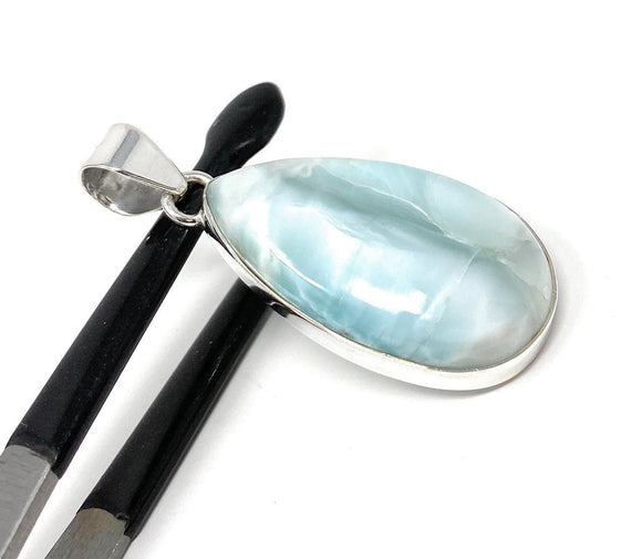 Larimar Pendant, Gemstone Pendant, Bohemian Jewelry, Sterling Silver Pendant, Natural Gemstone Pendant, 47.25mm x 19.5mm