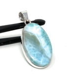 Natural Larimar Pendant, Sterling Silver Gemstone Jewelry, Wholesale DIY Pendants Jewelry Supplies, Gifts for Her, 49mm X 23.35mm
