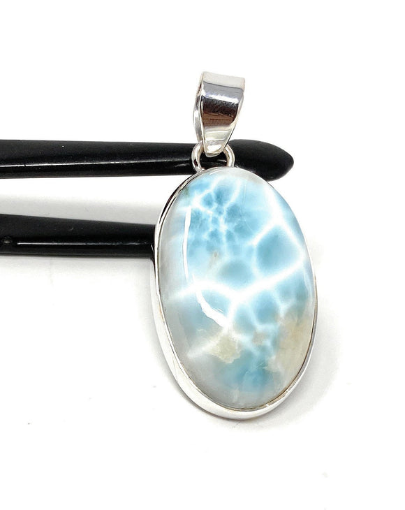 Natural Larimar Pendant, Sterling Silver Gemstone Jewelry, Wholesale DIY Pendants Jewelry Supplies, Gifts for Her, 44mm X 21mm