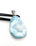 Larimar Pendant, Gemstone Pendant, Bohemian Jewelry, Sterling Silver Pendant, Natural Gemstone Pendant, 60mm x 35mm