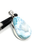 Larimar Pendant, Gemstone Pendant, Bohemian Jewelry, Sterling Silver Pendant, Natural Gemstone Pendant, 60mm x 35mm