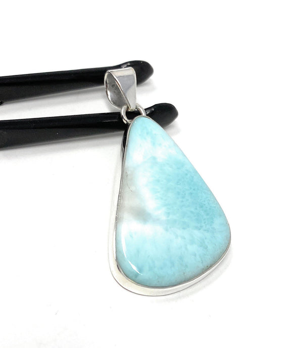 Larimar Pendant, Gemstone Pendant, Bohemian Jewelry, Sterling Silver Pendant, Natural Gemstone Pendant, 53mm x 26.3mm