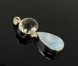 Larimar and Green Amethyst Gemstone Pendant, Larimar Pendant, Prasiolite Pendant, Sterling Silver Jewelry, Bohemian Jewelry, Gifts for Her