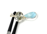 Larimar and Green Amethyst Gemstone Pendant, Larimar Pendant, Prasiolite Pendant, Sterling Silver Jewelry, Bohemian Jewelry, Gifts for Her