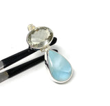 Larimar and Green Amethyst Gemstone Pendant, Larimar Pendant, Prasiolite Pendant, Sterling Silver Jewelry, Bohemian Jewelry, Gifts for Her