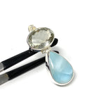 Larimar and Green Amethyst Gemstone Pendant, Larimar Pendant, Prasiolite Pendant, Sterling Silver Jewelry, Bohemian Jewelry, Gifts for Her