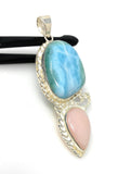 Larimar Pendant, Pink Opal Pendant, Gemstone Pendant, Sterling Silver Jewelry Gifts for Her, Bohemian Jewelry