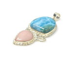 Larimar Pendant, Pink Opal Pendant, Gemstone Pendant, Sterling Silver Jewelry Gifts for Her, Bohemian Jewelry