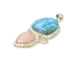 Larimar Pendant, Pink Opal Pendant, Gemstone Pendant, Sterling Silver Jewelry Gifts for Her, Bohemian Jewelry