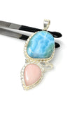 Larimar Pendant, Pink Opal Pendant, Gemstone Pendant, Sterling Silver Jewelry Gifts for Her, Bohemian Jewelry