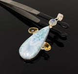 Natural Larimar with Citrine and Moonstone Gemstone Pendant, Larimar Pendant, Moonstone Pendant, Bohemian Jewelry, Boho Pendant