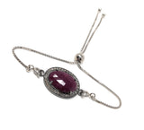 Natural Ruby Pave Diamond Bracelet , Sterling Silver Adjustable Bolo Bracelet, Gemstone Bracelet, Jewelry Gifts for Her