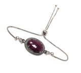 Natural Ruby Pave Diamond Bracelet , Sterling Silver Adjustable Bolo Bracelet, Gemstone Bracelet, Jewelry Gifts for Her
