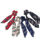 Printed Scrunchies for Women, Ponytail Holder Hair Tie for Girls, Long Tail Scarf Scrunchies for Women - Paisley , Gifts for Girls