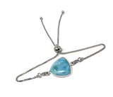 Larimar Gemstone Bracelet, Sterling Silver Adjustable Bolo Bracelet, AAA Quality Dominican Republic Larimar Bracelet, Gifts for Her
