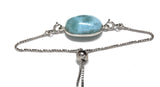 Larimar Gemstone Bracelet, Sterling Silver Adjustable Bolo Bracelet, AAA Quality Dominican Republic Larimar Bracelet, Gifts for Her