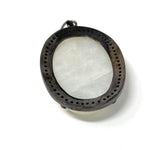 Moonstone Gemstone Pendant, Diamond Pendant, Gemstone Pendant, Pave Diamond Pendant, White Moonstone Pendant, Sterling Silver Jewelry
