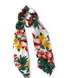 Printed Floral Scrunchies for Women, Ponytail Holder Hair Tie for Girls, Long Tail Scarf Scrunchies for Women, Scarf Scrunchies