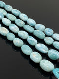 16” Larimar Gemstone Beads, Genuine Dominican Republic Larimar Beads AAA Quality, Chakra Spiritual Healing Crystal Beads, 10x7mm - 17x10mm