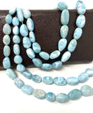 16” Larimar Gemstone Beads, Genuine Dominican Republic Larimar Beads AAA Quality, Chakra Spiritual Healing Crystal Beads, 10x7mm - 17x10mm