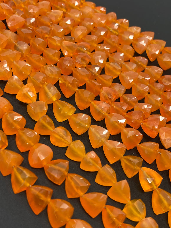 Carnelian Gemstone Beads, Natural Carnelian Trillion Shape Briolette Beads, Jewelry Supplies Bulk Wholesale Beads, 8-10mm, 8
