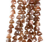 Natural Chocolate Moonstone Gemstone Beads, Chocolate Moonstone Trillion Shape Briolette Beads , Wholesale Beads, 9-10mm, 8"Strand