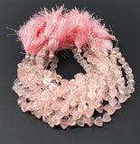 8" Rose Quartz Trillion Shape Briolette Gemstone Beads, Wholesale Bulk Beads, AAA Quality, 8mm-9mm