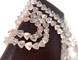 8" Rose Quartz Trillion Shape Briolette Gemstone Beads, Wholesale Bulk Beads, AAA Quality, 8mm-9mm