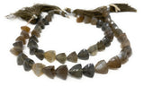 8" Gray Brown Moonstone Gemstone Beads, Gray Moonstone Trillion Shape Briolette Beads, Wholesale Bulk Beads, 8mm-10mm