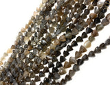 8" Gray Brown Moonstone Gemstone Beads, Gray Moonstone Trillion Shape Briolette Beads, Wholesale Bulk Beads, 8mm-10mm