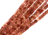 Strawberry Quartz Gemstone Beads Cube Shape, Jewelry Supplies for Jewelry Making, Wholesale Bulk Beads, 7-8mm, 8" Strand