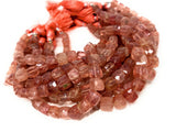 Strawberry Quartz Gemstone Beads Cube Shape, Jewelry Supplies for Jewelry Making, Wholesale Bulk Beads, 7-8mm, 8" Strand