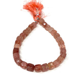 Strawberry Quartz Gemstone Beads Cube Shape, Jewelry Supplies for Jewelry Making, Wholesale Bulk Beads, 7-8mm, 8" Strand