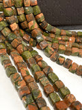 Natural Unakite Jasper Gemstone Beads, Jewelry Supplies forJewelry Making, Wholesale Beads, Bulk Beads, 6-8mm, 8" Strand
