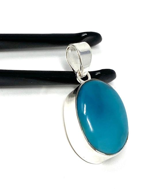 Natural Sleeping Beauty Turquoise Pendant, Sterling Silver Turquoise Gemstone Pendant, Bohemian Jewelry, 36x17mm