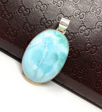Larimar Pendant, Gemstone Pendant, Larimar, Sterling Silver Bohemian Jewelry, Natural Gemstone Pendant, 48.15mmx 25.15mm