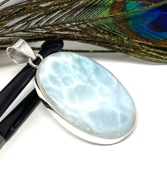 Larimar Pendant, Gemstone Pendant, Larimar, Sterling Silver Bohemian Jewelry, Natural Gemstone Pendant, 53x28.15mm
