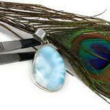 Larimar Pendant, Gemstone Pendant, Bohemian Jewelry, Sterling Silver Pendant, Natural Gemstone Pendant, 43.5 x 23.15mm