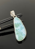 Larimar Pendant, Gemstone Pendant, Bohemian Jewelry, Sterling Silver Pendant, Natural Gemstone Pendant, 51.5 X 18.45mm