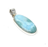 Larimar Pendant, Gemstone Pendant, Sterling Silver Pendant, Bohemian Jewelry, Natural Gemstone Pendant, 48.25 X 19.5mm