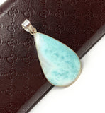 Larimar Pendant, Gemstone Pendant, Bohemian Jewelry, Sterling Silver Pendant, Natural Gemstone Pendant, 60.25 X 29.5mm