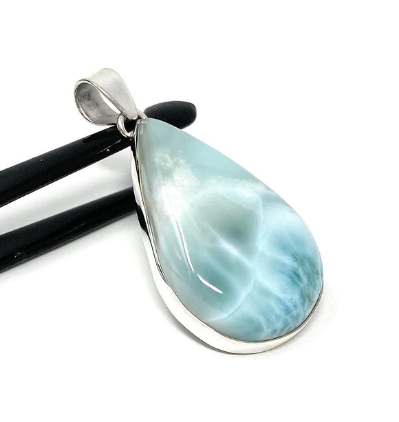 Larimar Pendant, Gemstone Pendant, Bohemian Jewelry, Sterling Silver Pendant, Natural Gemstone Pendant, 54.75mm X 26.75mm