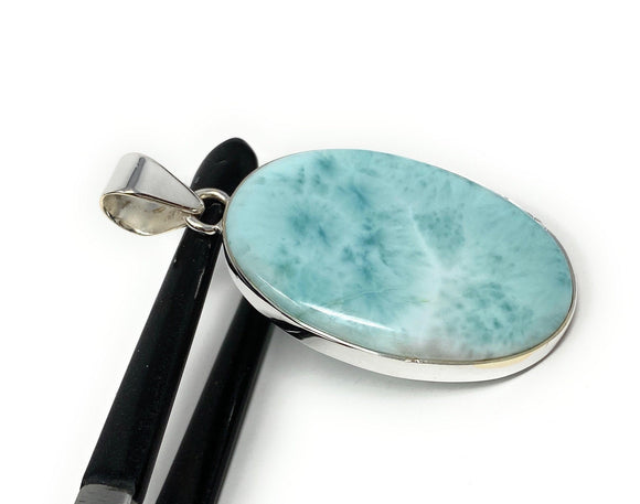 Larimar Pendant, Gemstone Pendant, Sterling Silver Pendant, Bohemian Jewelry, Natural Gemstone Pendant, 50mm X 24.35mm