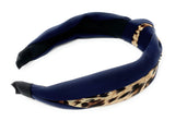 Wide Leopard Print Knotted Headband for Girls, Vintage Style Turban Hairband, 1 Pc